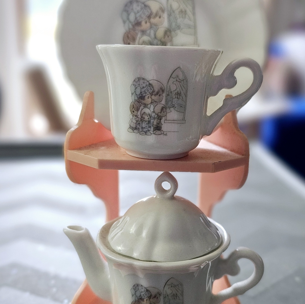 Precious Moments Minature Tea Set This Is The Day The Lord Has Made (no box)